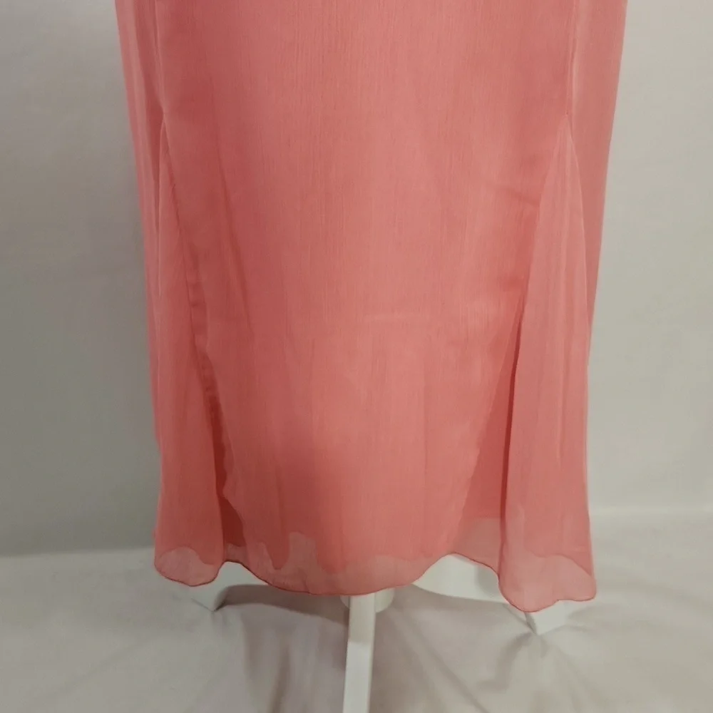 New York City Design Co SZ 5X Pink Lined Pleat Elastic Waist Chiffon Flowy Skirt